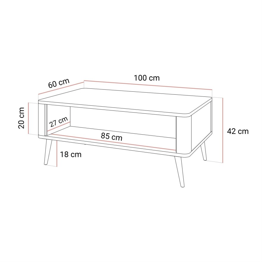 Stolik kawowy AUTUMN z zamykaną półką pod blatem