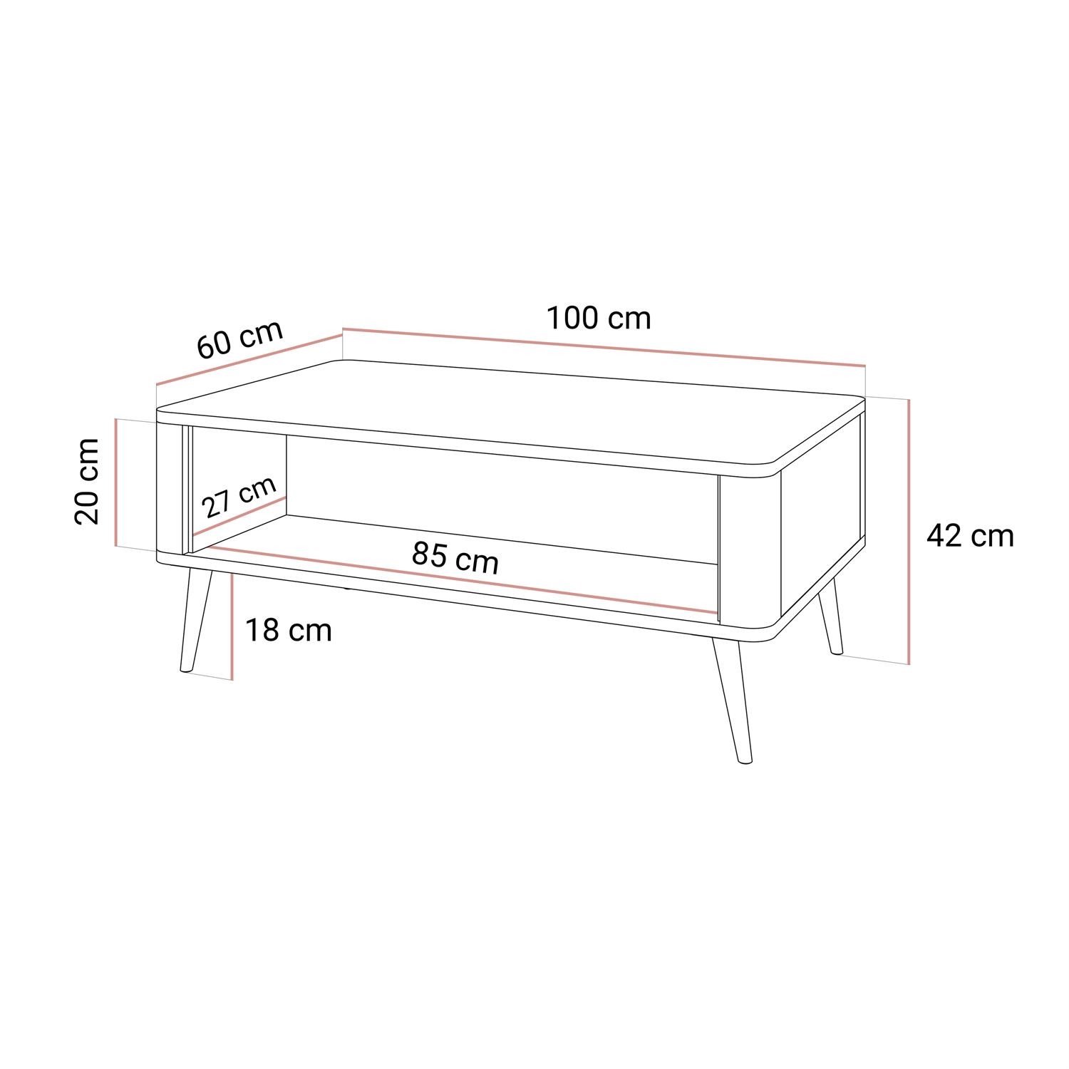 Stolik kawowy AUTUMN z zamykaną półką pod blatem