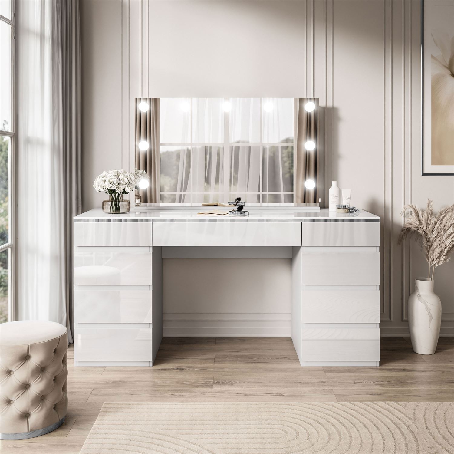 Toaletka AURORA DOUBLE SILVER biały połysk