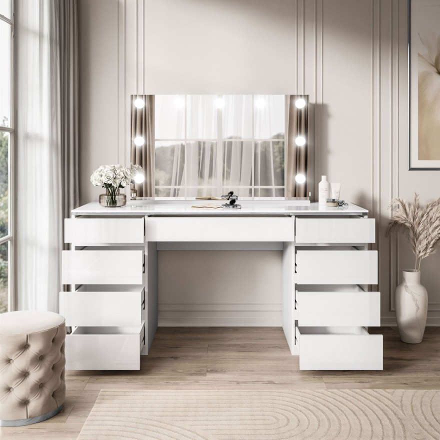 Toaletka AURORA DOUBLE SILVER biały połysk