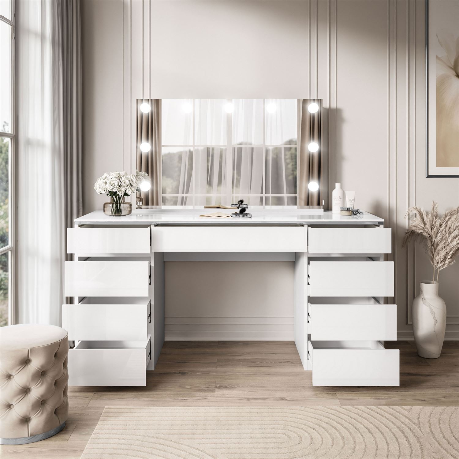 Toaletka AURORA DOUBLE SILVER biały połysk