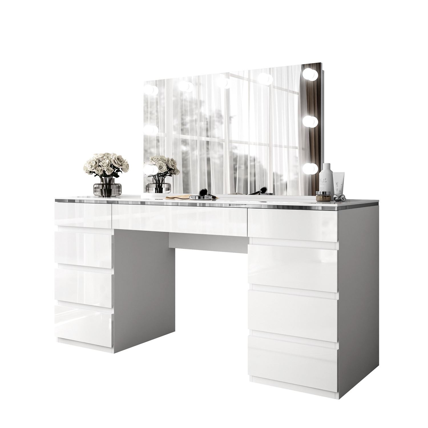 Toaletka AURORA DOUBLE SILVER biały połysk