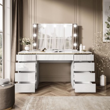 Toaletka AURORA DOUBLE GOLD biały połysk