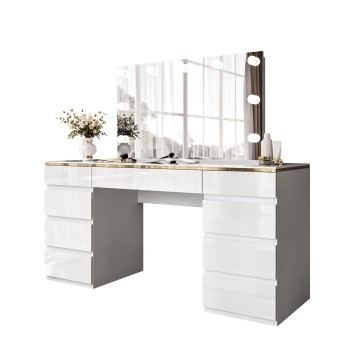 Toaletka AURORA DOUBLE GOLD biały połysk