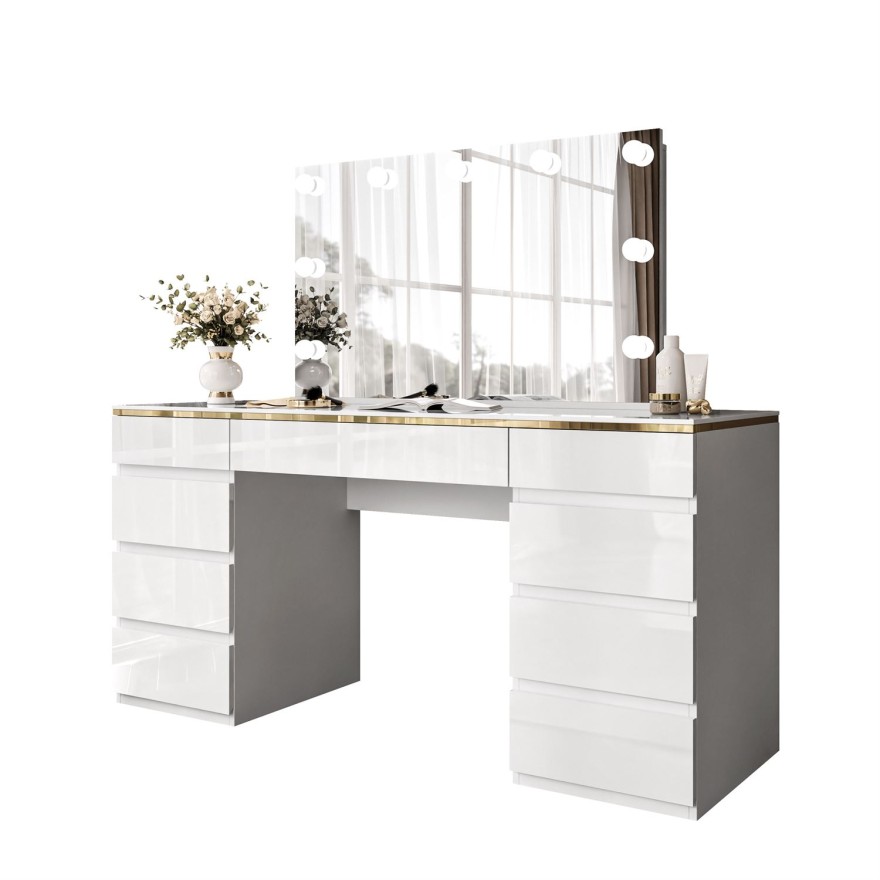 Toaletka AURORA DOUBLE GOLD biały połysk