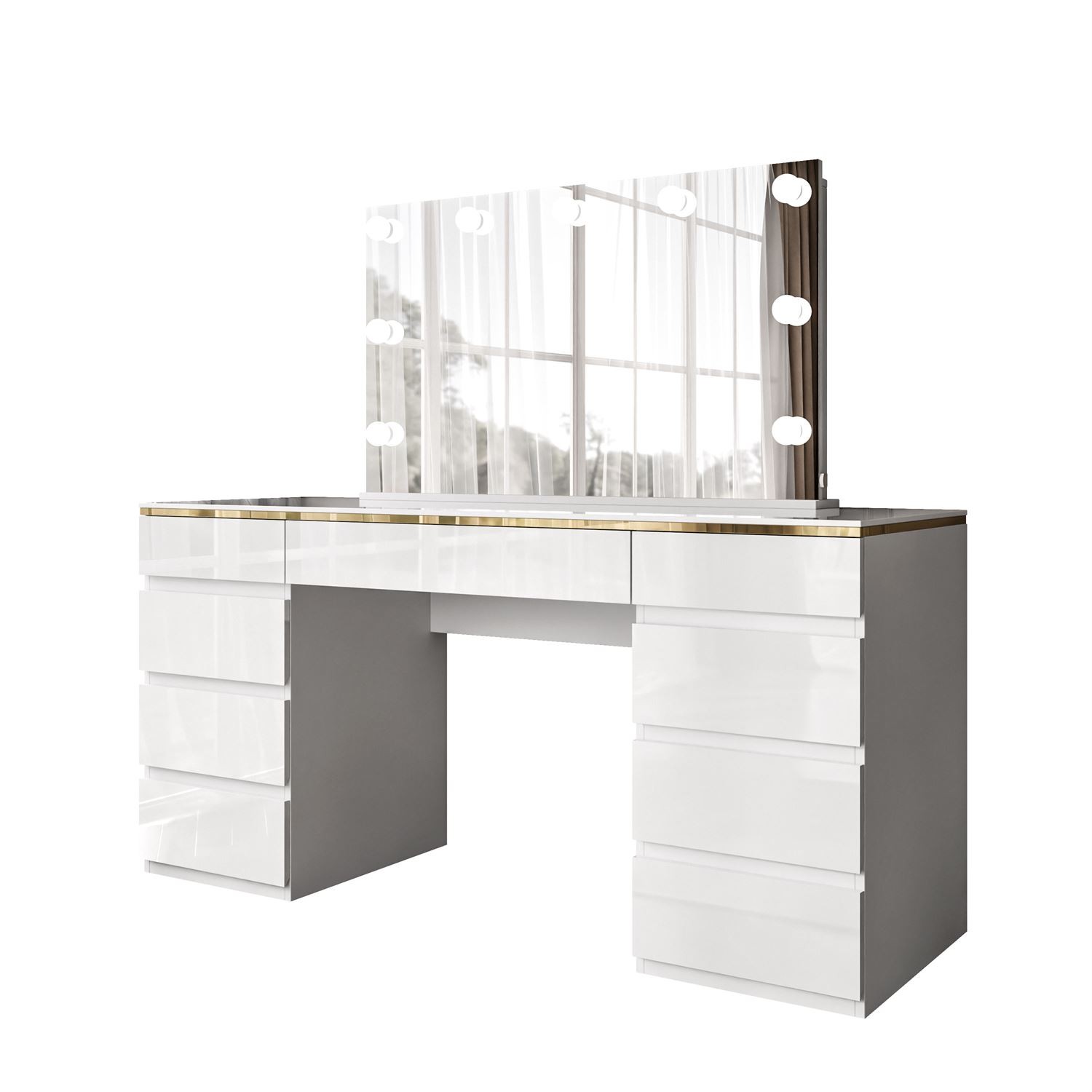 Toaletka AURORA DOUBLE GOLD biały połysk