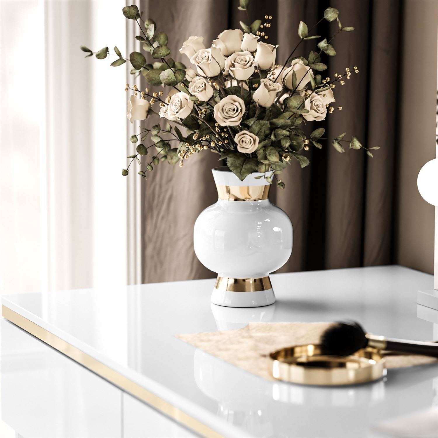 Toaletka AURORA DOUBLE GOLD biały połysk