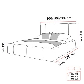 Łóżko tapicerowane ELENA z pojemnikiem na pościel