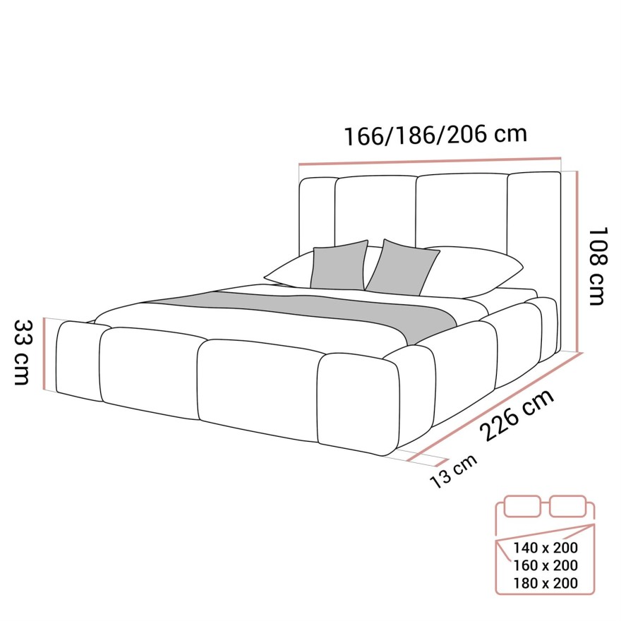 Łóżko tapicerowane ELENA z pojemnikiem na pościel