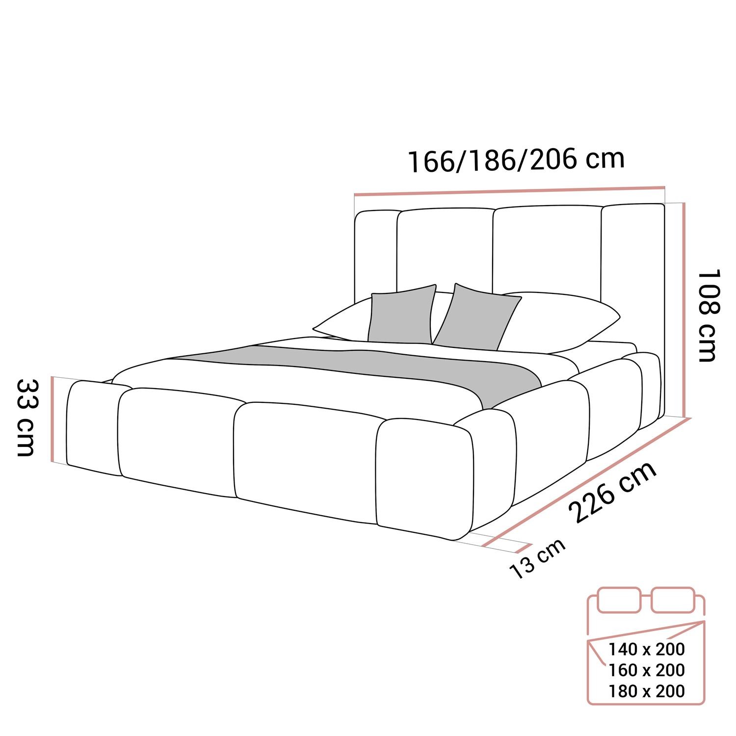 Łóżko tapicerowane ELENA z pojemnikiem na pościel