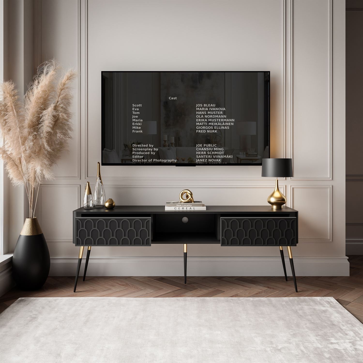 Szafka RTV MILANO 2D na wysokich nogach