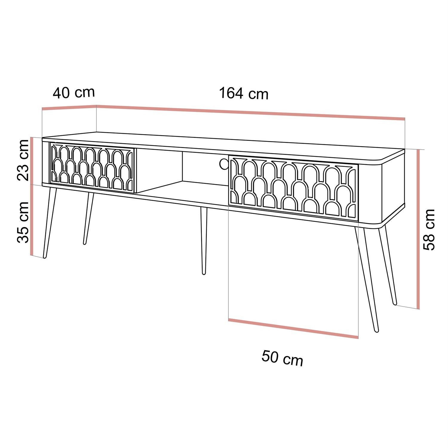 Szafka RTV MILANO 2D na wysokich nogach