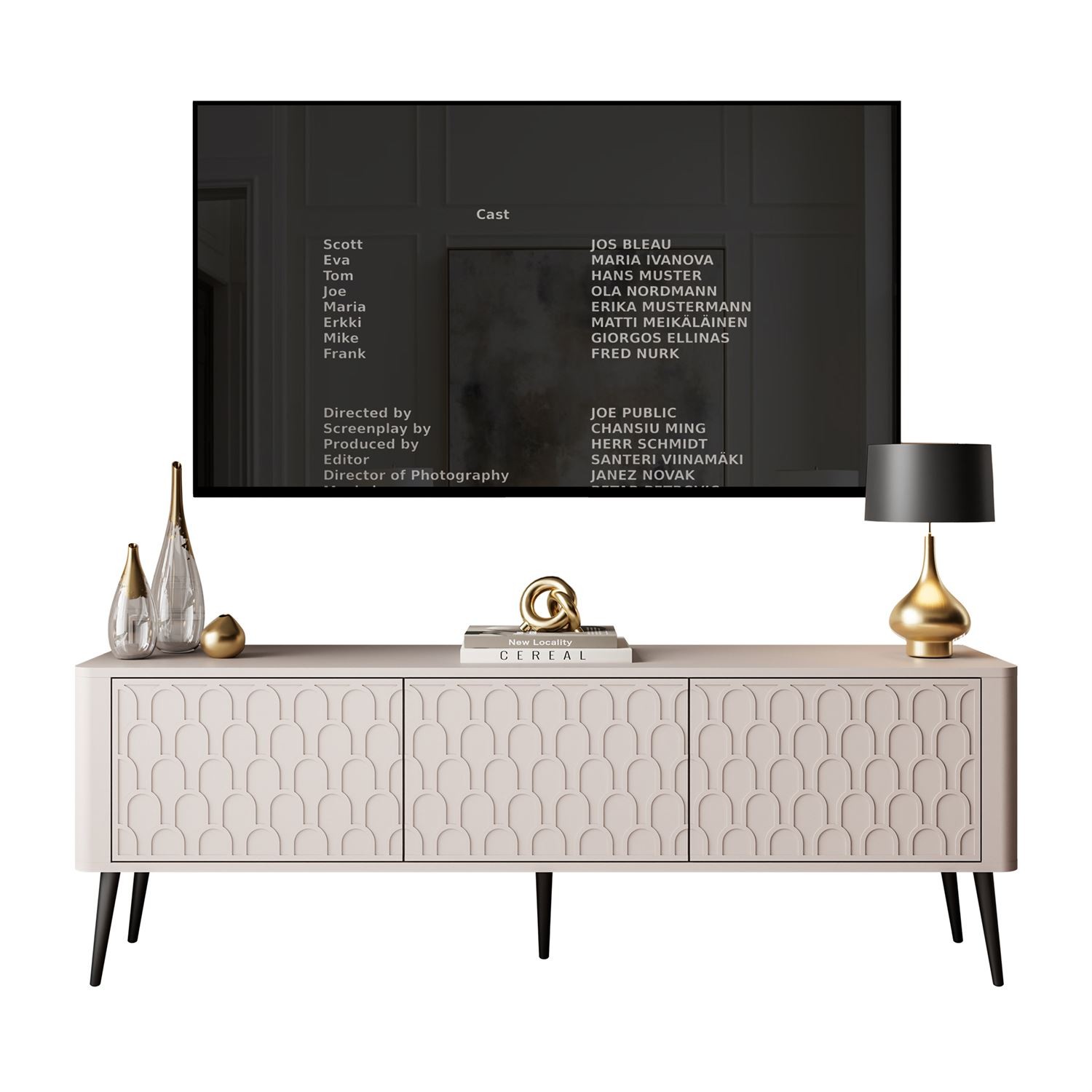 Szafka RTV MILANO 3D z wytłaczanymi frontami