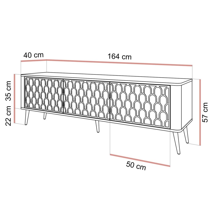 Szafka RTV MILANO 3D z wytłaczanymi frontami