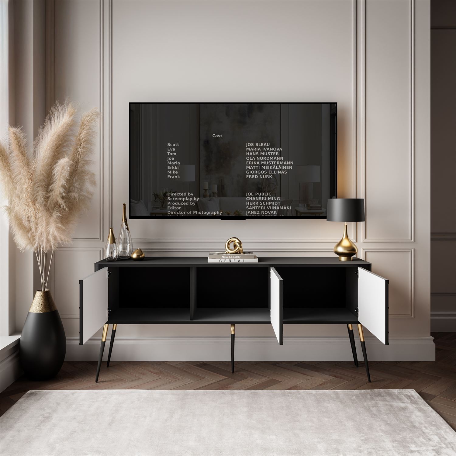 Szafka RTV MILANO 3D na wysokich nóżkach