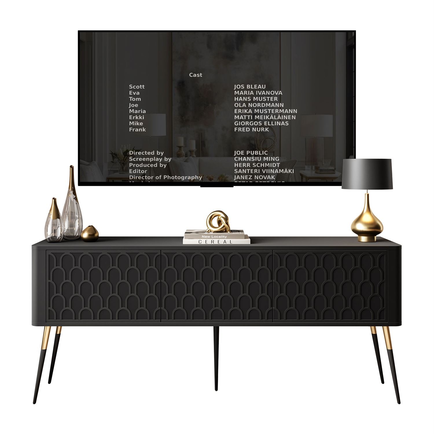 Szafka RTV MILANO 3D na wysokich nóżkach