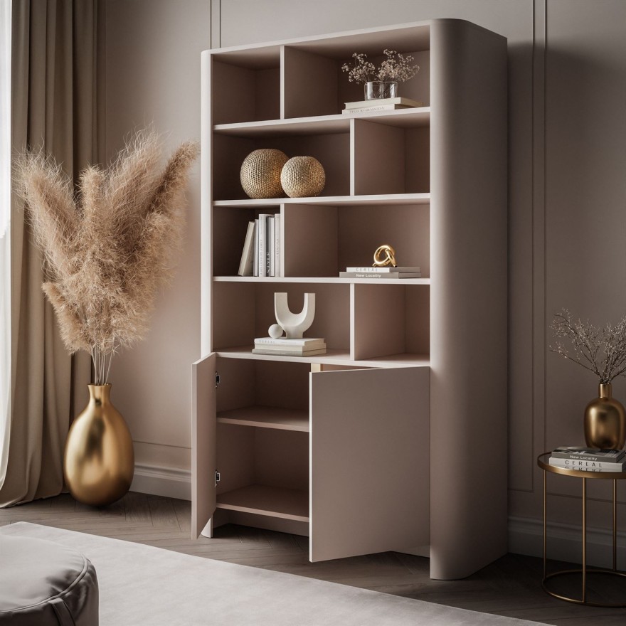 Dwudrzwiowy regał DESTINY KASZMIR z otwartymi półkami