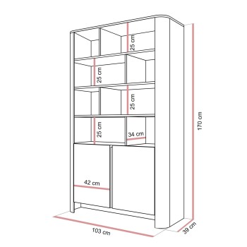 Dwudrzwiowy regał DESTINY II z otwartymi półkami