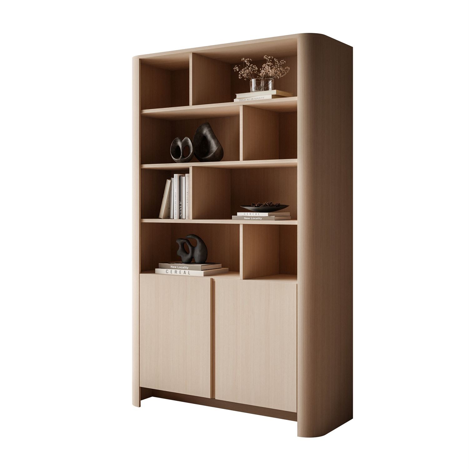 Dwudrzwiowy regał DESTINY II z otwartymi półkami