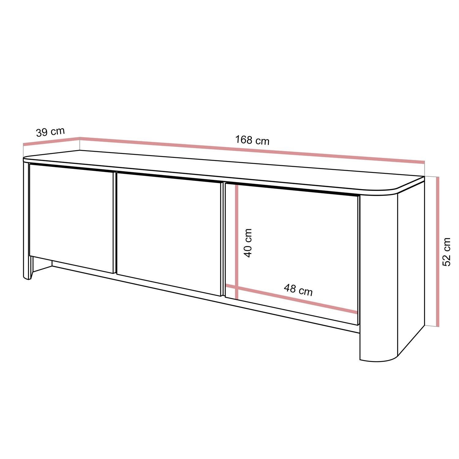 Trzydrzwiowa szafka RTV DESTINY KASZMIR