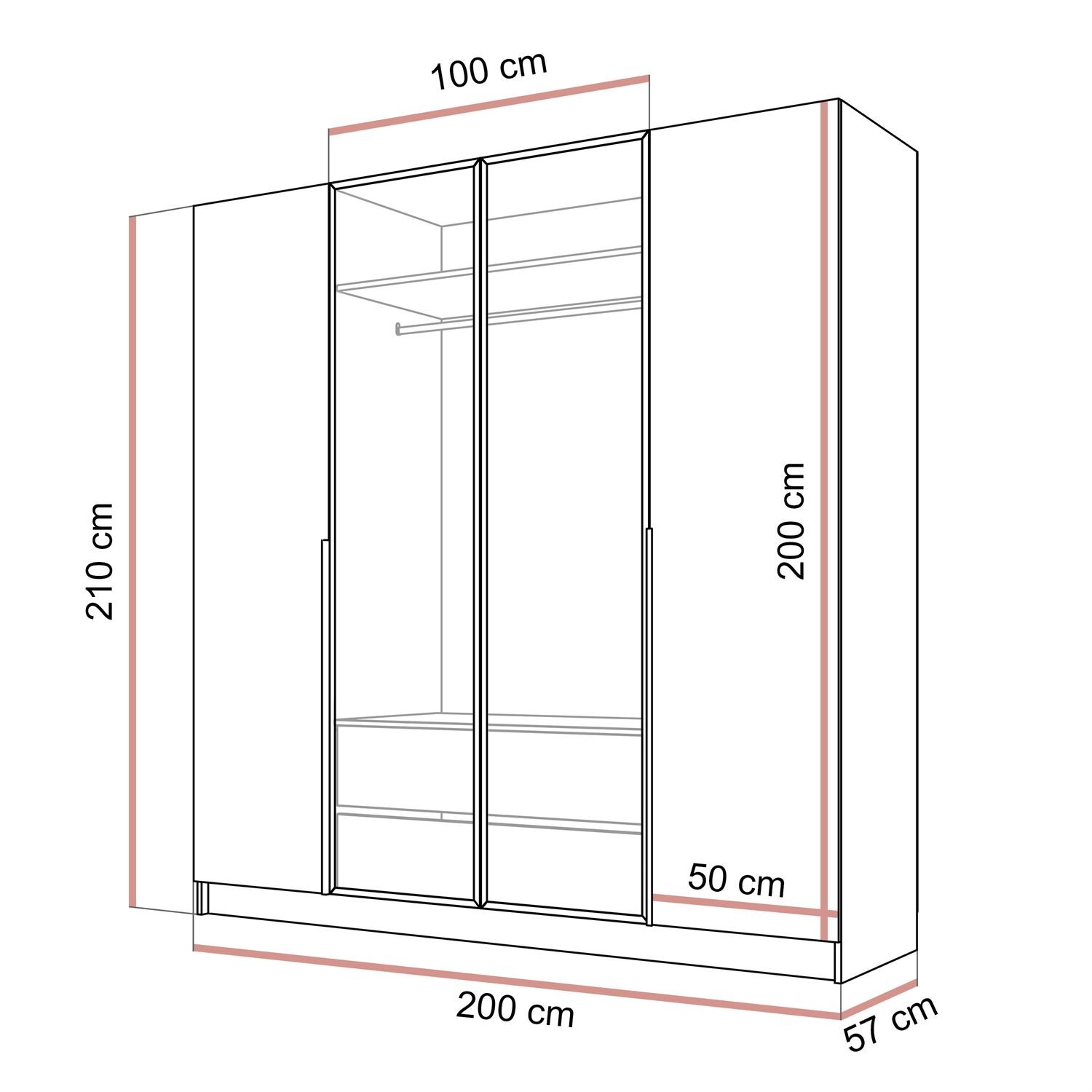 Czterodrzwiowa szafa ATRIUM II ze szklanym frontem