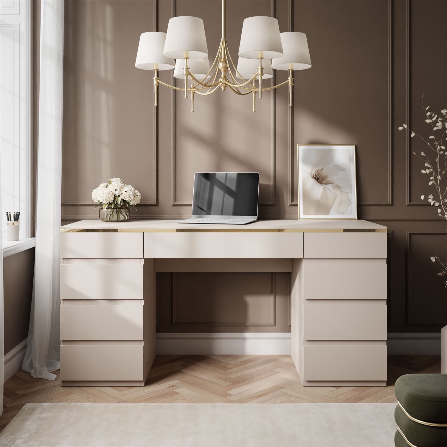 Biurko AURORA DOUBLE KASZMIR z szufladami