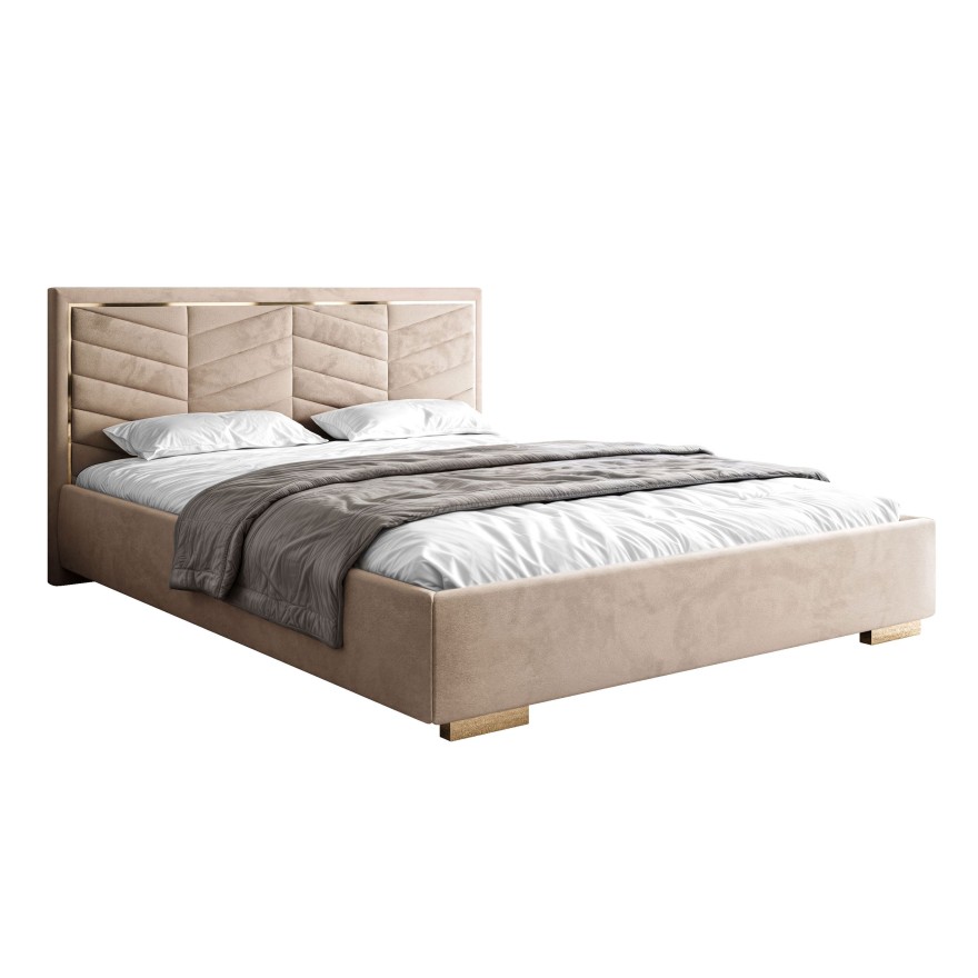 Łóżko tapicerowane AURORA z pojemnikiem i metalowym stelażem