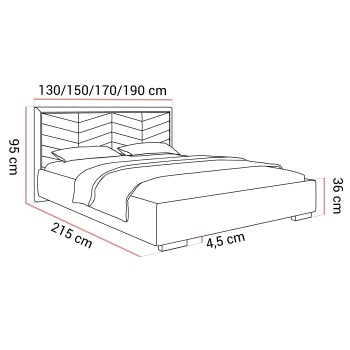 Łóżko tapicerowane AURORA z pojemnikiem i metalowym stelażem