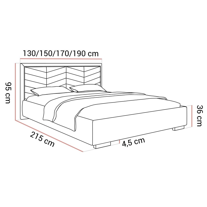 Łóżko tapicerowane AURORA z pojemnikiem i metalowym stelażem