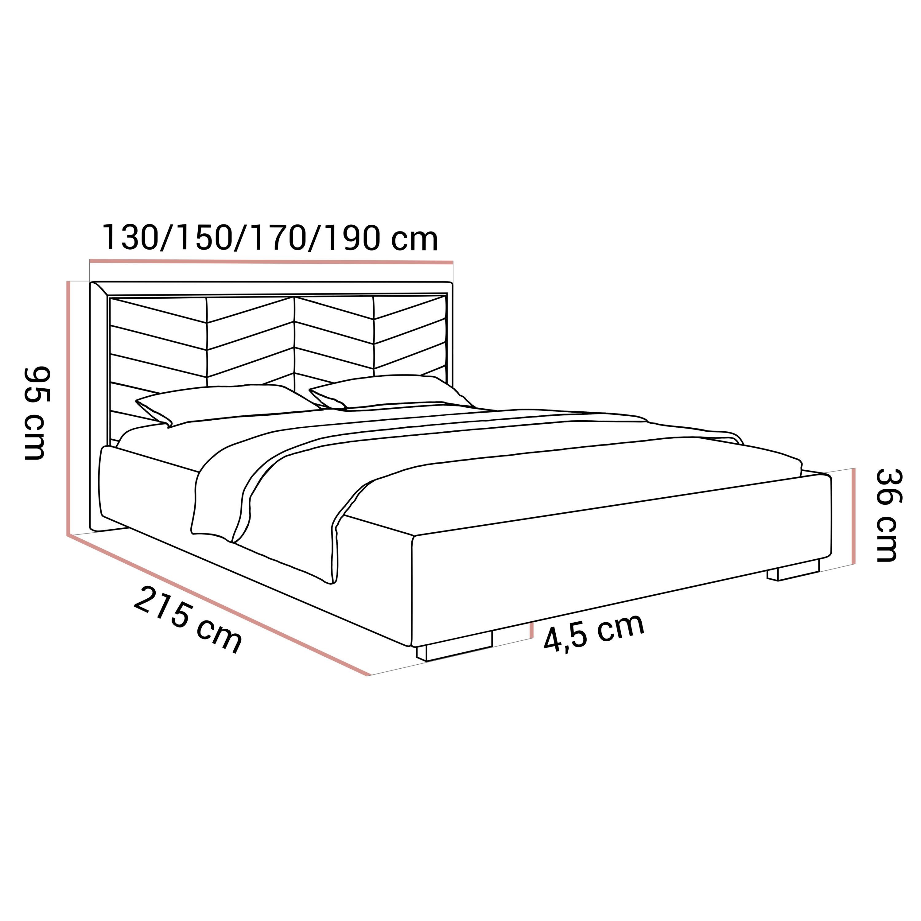 Łóżko tapicerowane AURORA z pojemnikiem i metalowym stelażem