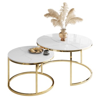 Ława okrągła SELAVI 2w1 biały marmur