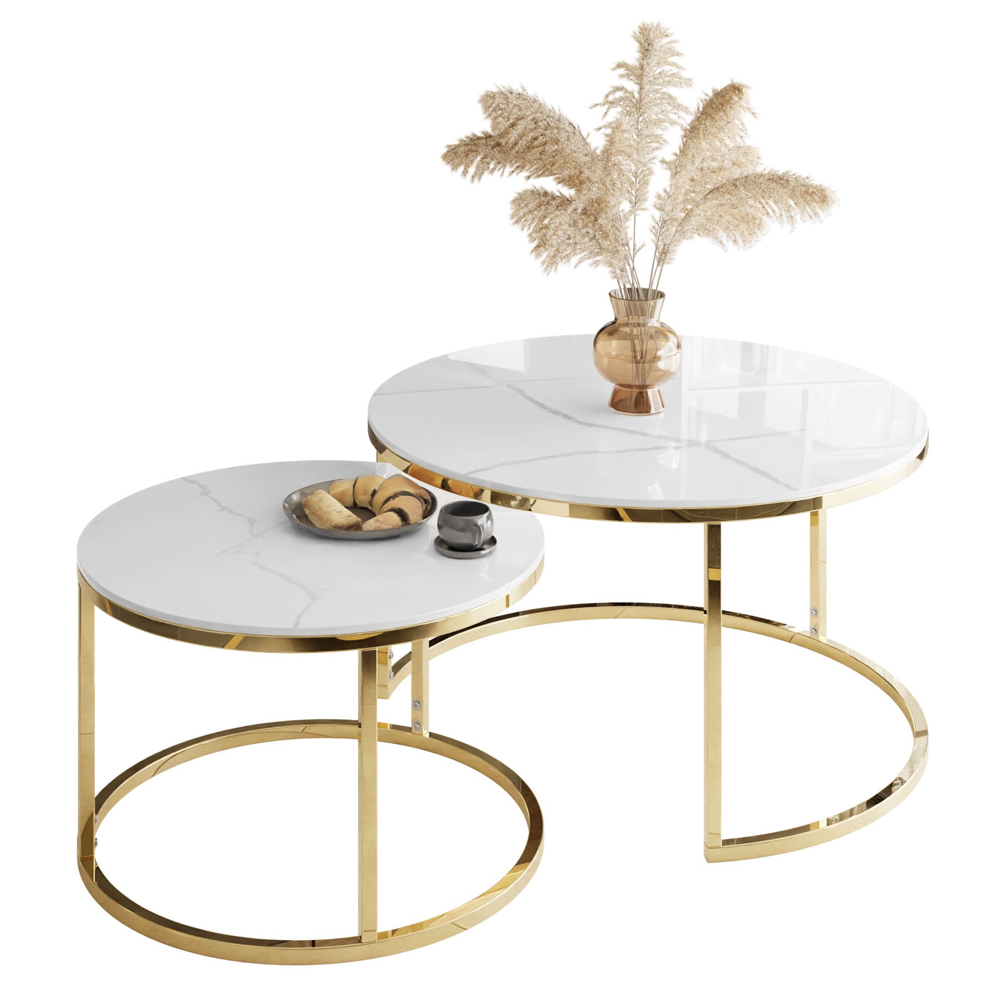 Ława okrągła SELAVI 2w1 biały marmur