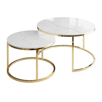 Ława okrągła SELAVI 2w1 biały marmur