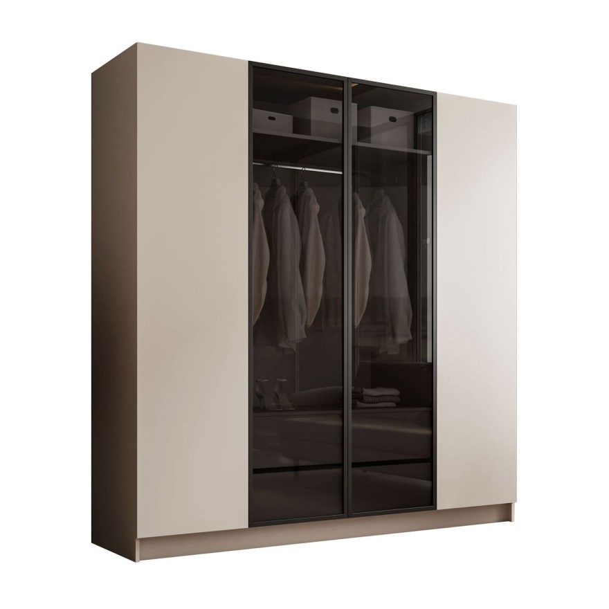 Czterodrzwiowa szafa ATRIUM ze szklanym frontem