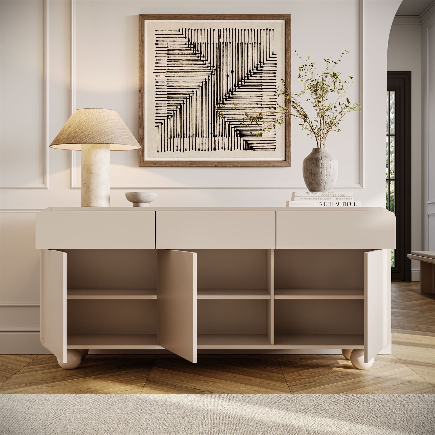 Trzydrzwiowa komoda OLIVIO KSZ160 z szufladami