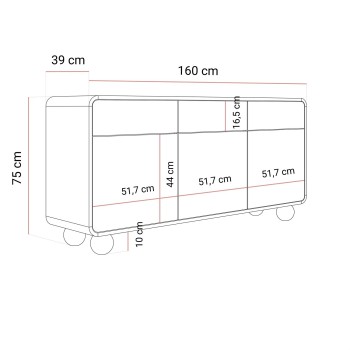 Trzydrzwiowa komoda OLIVIO KSZ160 z szufladami