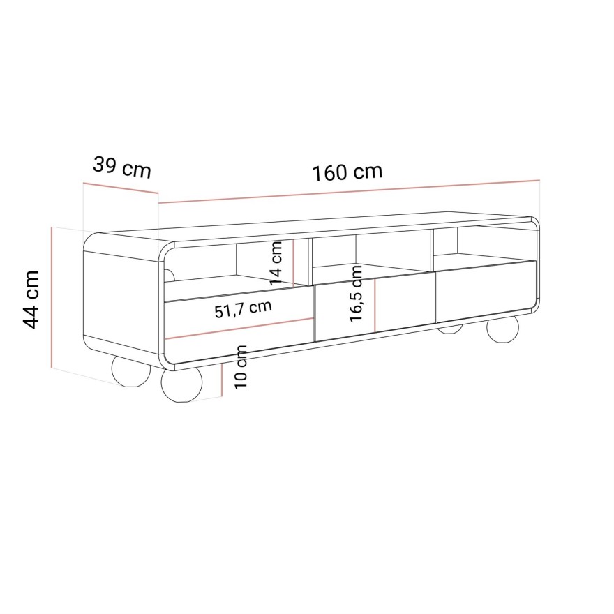 Szafka RTV OLIVIO 160 cm z szufladami
