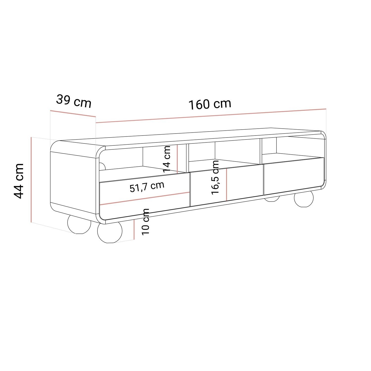 Szafka RTV OLIVIO 160 cm z szufladami