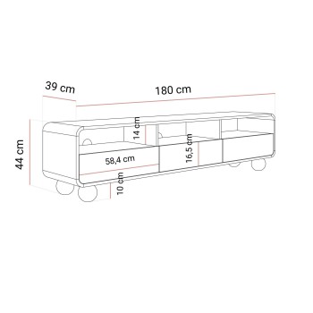 Szafka RTV OLIVIO 180 cm z szufladami