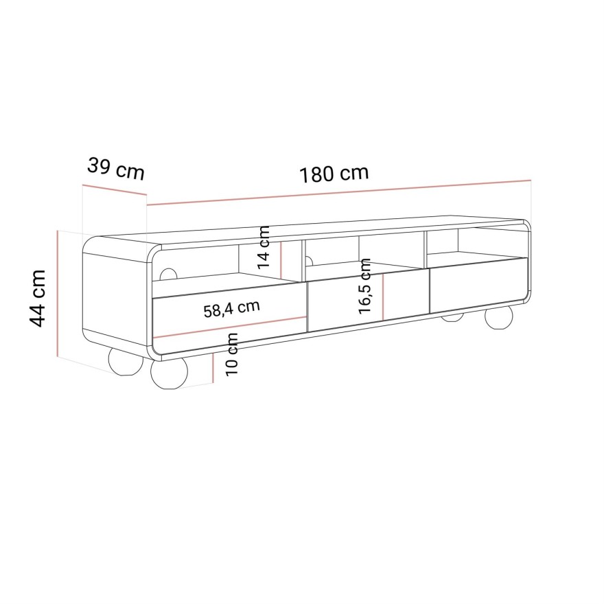 Szafka RTV OLIVIO 180 cm z szufladami