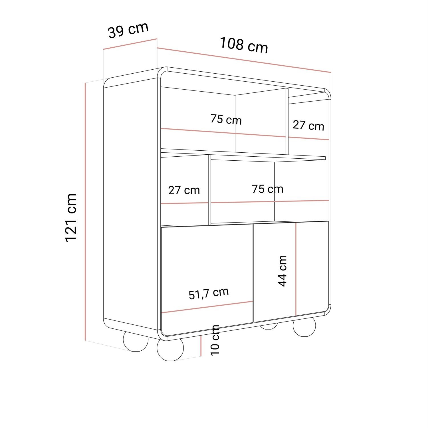 Dwudrzwiowy regał OLIVIO RG108 kaszmir