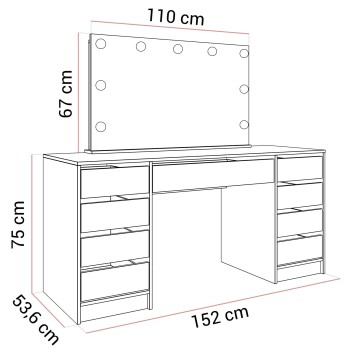 Toaletka MADA DOUBLE ELITE z lustrem i oświetleniem
