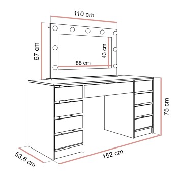 Toaletka MADA DOUBLE z oświetleniem LED