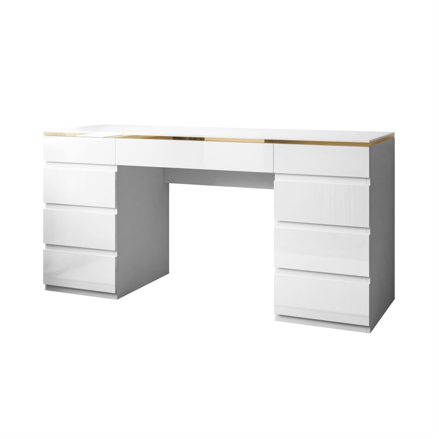 Biurko AURORA DOUBLE GOLD z szufladami