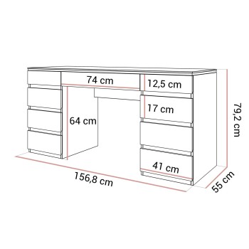 Biurko AURORA DOUBLE GOLD z szufladami