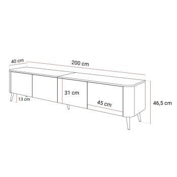 Szafka RTV CELESTE 200 cm z oświetleniem na nóżkach