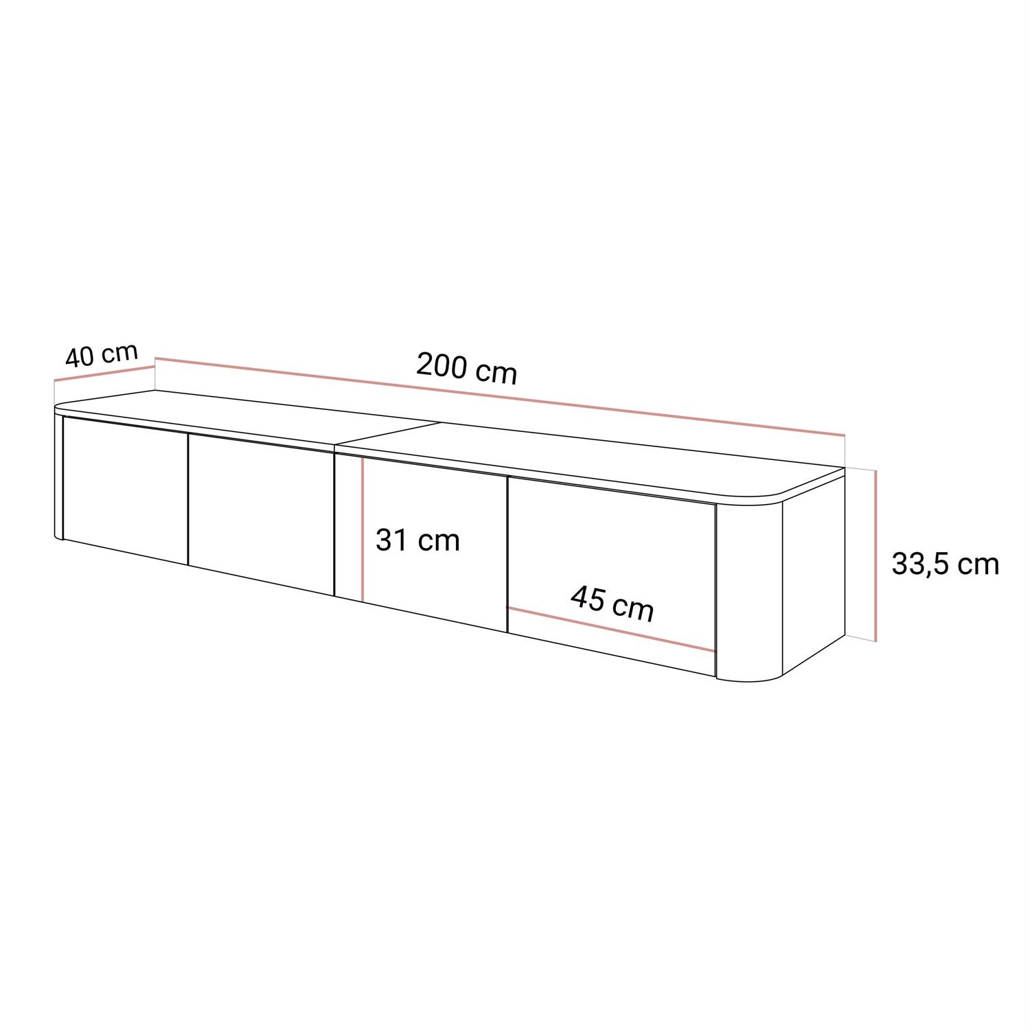 Wisząca szafka RTV CELESTE z oświetleniem LED