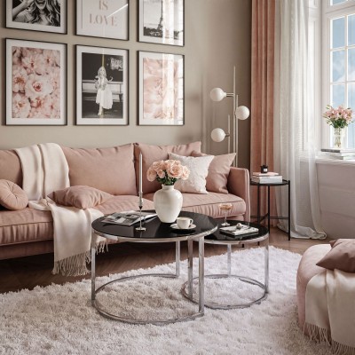 Okrągła ława 2w1 CIRI GLASS CHROM ze szklanym blatem CHROM Okrągła ława 2w1 CIRI GLASS CHROM ze szklanym blatem CHROM