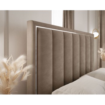 Łóżko tapicerowane AURELIA SILVER z pojemnikiem i metalowym stelażem