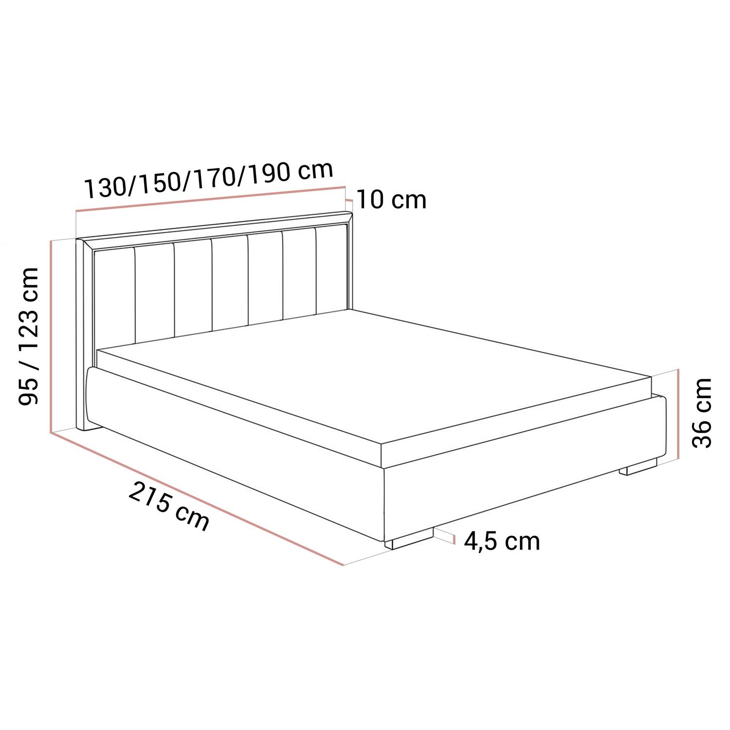 Łóżko tapicerowane AURELIA SILVER z pojemnikiem i metalowym stelażem